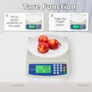 30kg x 1g Electronic Computing Scale, Large Kitchen Scale, LCD Digital Commercial Food Produce Scale 66LB Capacity with AC Adapter for Meat Weighting Stores Restaurant Market