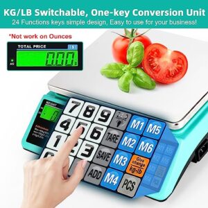 Price Computing Scale 88lb/40kg Commercial Food Scale for Produce Meat Weighing with with Price Calculator, Accurate Counting and Dual LCD Display for Farmers' Markets Retail Deli Meat Shops