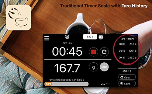 Coffee Scale with Timer, Pour Over Coffee Scale, Espresso Scale, Wireless, free mobile apps, USB Rechargeable Battery, 0.1g 3000g