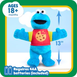 SESAME STREET Sing-Along Cookie Monster 13-inch Plushie Stuffed Animal, Recycled Filling, Blue, Kids Toys for Ages 18 Month by Just Play