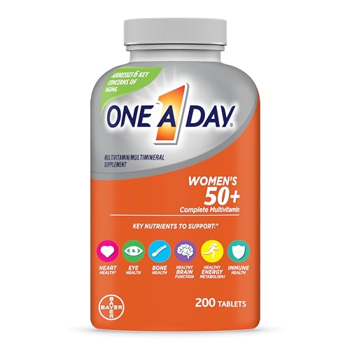 One A Day Women’s 50+ Multivitamins Tablet, Multivitamin for Women with Vitamin A, C, D, E and Zinc for Immune Health Support*, Calcium & more, 200 Count