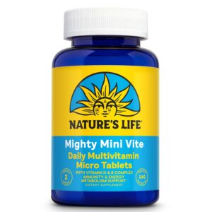 nature's life mighty mini vite - daily multivitamin for women and men - vitamin d and b complex - immunity and energy metabolism support - lab verified - 120 servings, 240 micro tablets