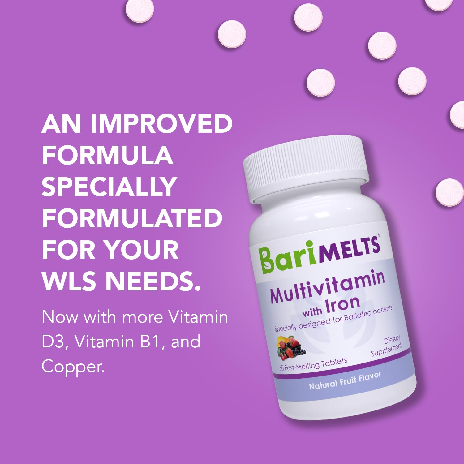 BariMelts Bariatric Multivitamin with Iron - 1 Month Supply (60 Fast-Dissolving Tablets) - Post-Op Bariatric Vitamins​