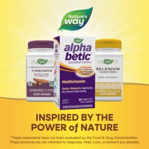 Nature's Way alpha betic, Diabetic Multivitamin for Daily Nutritional Support, with B-Vitamins for Energy Metabolism Support*, Alpha Lipoic Acid, Taurine, Lutein, 30 Tablets