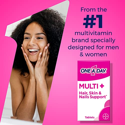 One A Day Multi+ Hair, Skin, & Nails Complete Multivitamin Tablet, A Boost of Support for Healthy Hair, Skin & Nails with Biotin and Vitamin A, C, Vitamin E & Zinc, 120 Count (4 Months Supply)