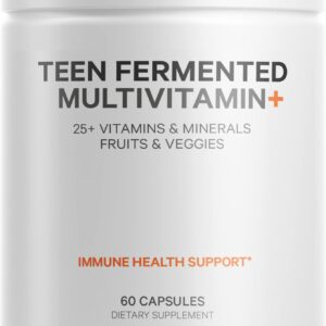 Codeage Teen’s Daily Multivitamin Supplement, 25+ Vitamins & Minerals for Teenage Boys & Girls, Organic Whole Foods Vitamins for Teenagers, Vitamin A, B, C, D, E, K, Omega-3, 60 Ct