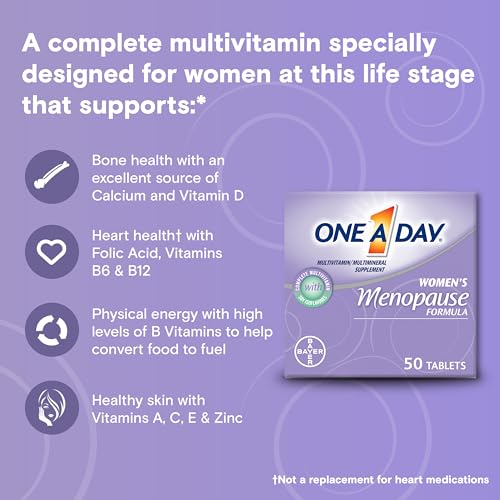 One A Day Women's Menopause Multivitamin with Vitamin A, Vitamin C, Vitamin D, Vitamin E and Zinc for Immune Health Support, Tablet