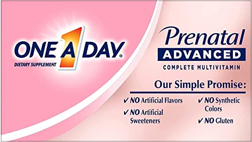 ONE A DAY Women’s Prenatal Advanced Complete Multivitamin with Brain Support* with Choline, Folic Acid, Omega-3 DHA & Iron for Pre, During & Post Pregnancy, 60+60 Ct (120 Total) (Packaging May Vary)