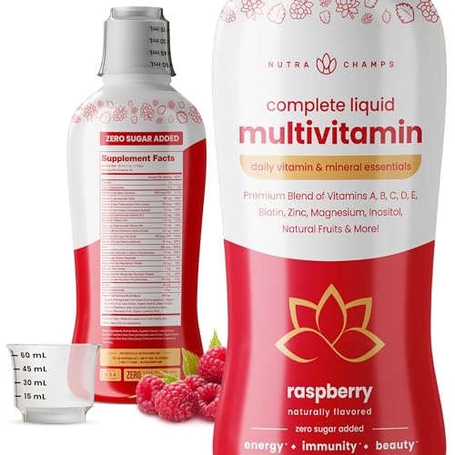 NutraChamps Complete Liquid Multivitamins | No Added Sugar | Liquid Vitamins for Women, Men & Kids | Vegan Liquid Vitamin Multimineral Supplement | Energy, Immunity & Beauty