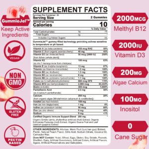 Sugar-Free Methylated Multivitamin for Women Gummies w/Algae Calcium, Vitamin A, C, D3, E, K, B12, Iron, Folate, Biotin, Inositol - Multi Vitamins & Minerals for Skin, Hair, Energy, Immune, Bone Vegan