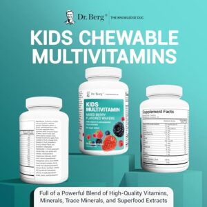 Dr. Berg Kids Chewable Multivitamins (NOT Sweetened w/Sugar) - Daily Multivitamin for Kids That includes 20 Vital Nutrients & A Trace Mineral Complex - Mixed Berry Chewable Vitamins for Kids