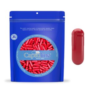 capsuline size 0 - colored red empty gelatin capsules - 100 count - empty gel pill capsules - diy pure bovine pill capsule filling - empty caps - kosher and halal certified