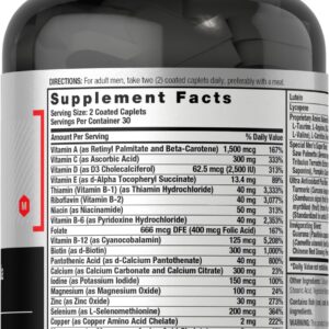 Horbäach Multivitamin for Men | 60 Caplets | Non-GMO & Gluten Free Vitamins & Minerals Daily Supplement