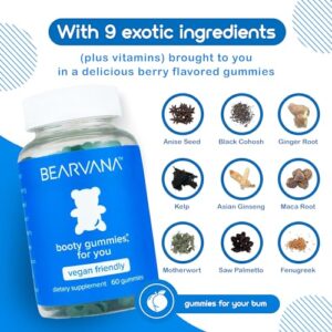 BEARVANA Bum Support Gummies for Women | Workout Enhancement | Berry Flavored | Multivitamins | Natural Botanical Blend | Tone Curves | Boost Confidence | Women’s Fitness Supplement (60 Count)