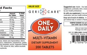 GeriCare One-Daily Multi-Vitamin Tablets Dietary Suplement 200 Count (Pack of 1)