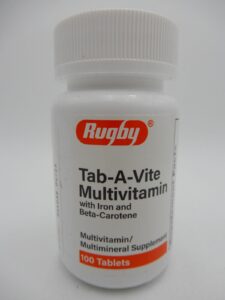 rugby tab-a-vite multivitamin with iron and beta-carotene multivitamin/mineral supplement - 100 tablets