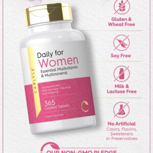 Carlyle Women's Multivitamin | 365 Tablets | Vitamin and Mineral Supplement | Non-GMO, Gluten Free