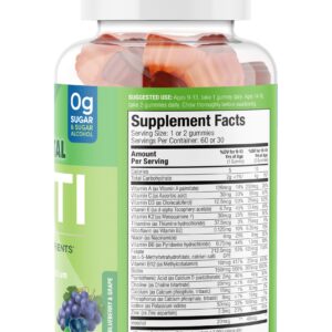 SUKU Vitamins Teen Boy Multivitamin – Sugar Free Vegetarian Gummy Supplement for Teen Boys 19 Essential Nutrients Strengthens Bones Muscles Enhances Energy Health – Blueberry Grape Flavor (60 Count)