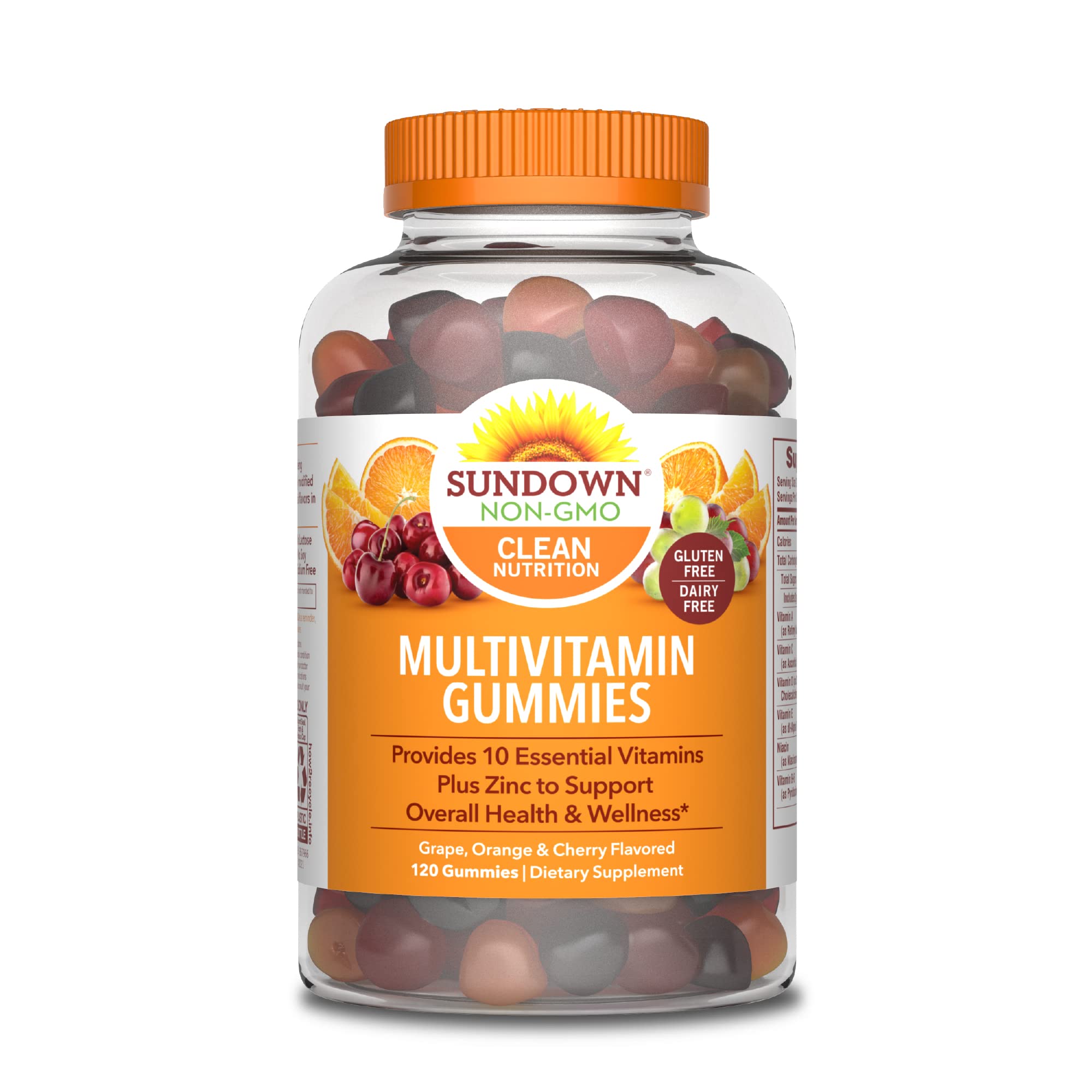 Sundown Adult Multivitamin Gummies with Vitamin C, D3 and Zinc for Immune Health, 120 Count