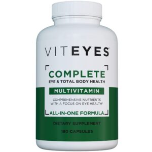 Viteyes Complete Eye & Total Body Health Multivitamin Nutritional Supplement, 180 Capsules, White