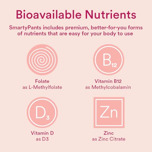 SmartyPants Organic Women's Multivitamin Gummies: Biotin, Probiotics, Methylfolate, Omega 3 (ALA), Vitamin D3, C, Vitamin B12, B6, Vitamin A, K & Zinc, Gluten Free, 120 Count (30 Day Supply)