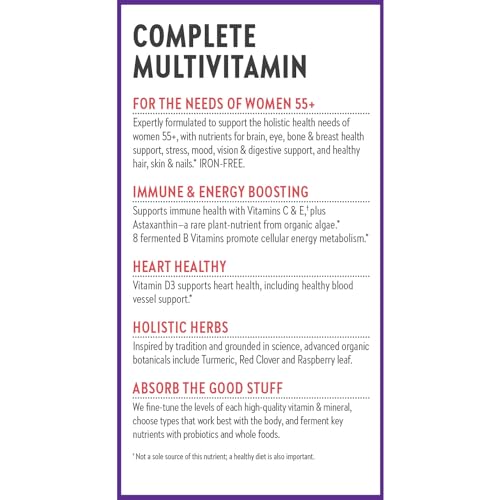 New Chapter Women's Multivitamin 50 plus for Cellular Energy, Heart & Immune Support with 20+ Nutrients + Astaxanthin - Every Woman's One Daily 55+, Gentle on The Stomach, 48 Count