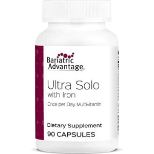 Bariatric Advantage Ultra Solo with Iron Daily Multivitamin for Gastric Bypass Surgery and Sleeve Gastrectomy Patients, Includes Vitamin B12, C, D, K, Thiamin and Copper - 90 Count