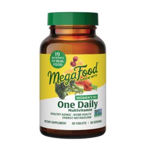 MegaFood Women's 55+ One Daily Multivitamin for Women with Vitamin A, Vitamin C, Vitamin D3 & Vitamin E for optimal aging support - Plus Real Food - Immune Support Supplement - Vegetarian - 60 Tabs