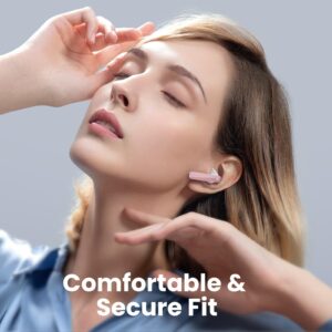 Bluetooth Headphones V5.3 Wireless Earbuds Ear buds with 50Hrs Battery Life Deep Bass Earphones with Wireless Charging Case & LED Power Display Waterproof Microphone Headset for TV Tablet Phone Pink