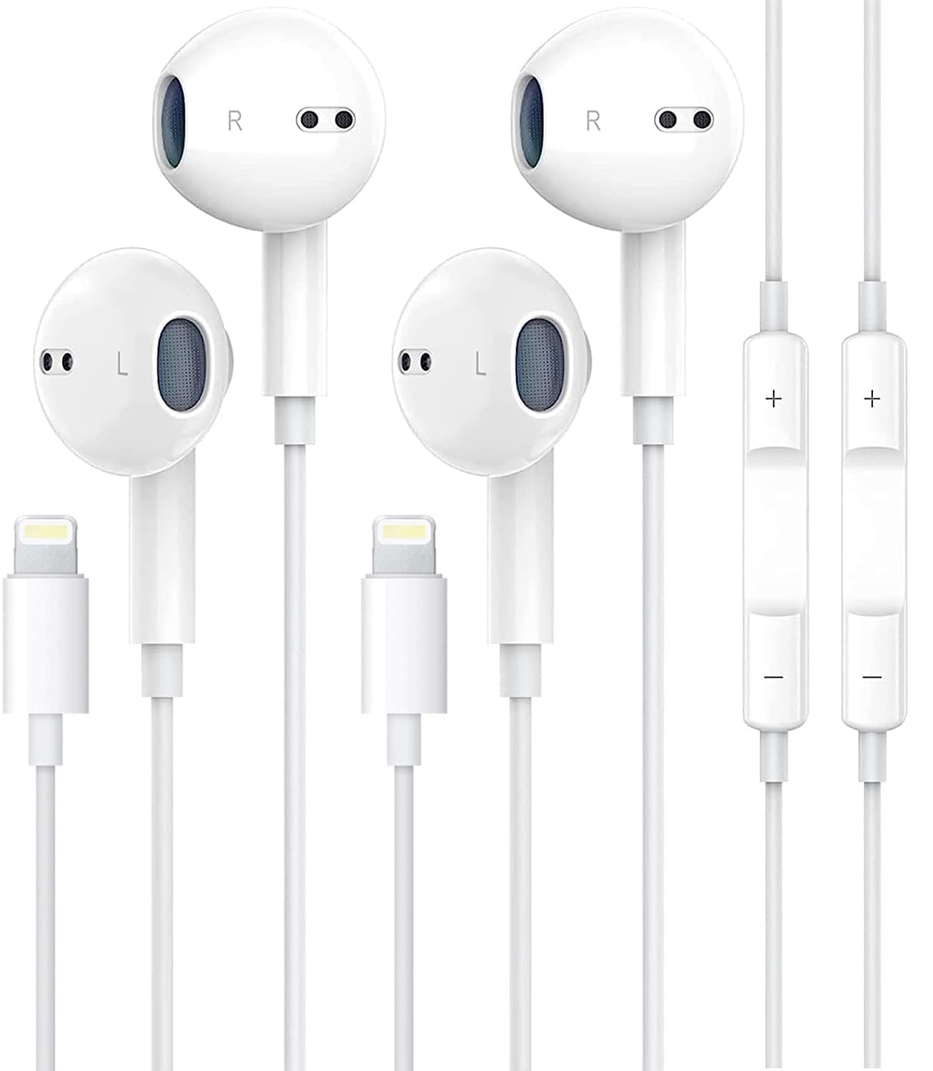 UYHKVXF 2 Packs-Apple Earbuds for iPhone Headphones Wired Lightning Earphones Built-in Microphone & Volume Control Headsets Compatible with iPhone 14/13/12/11/XR/XS/X/8/7/SE/Pro/Pro Max (White)