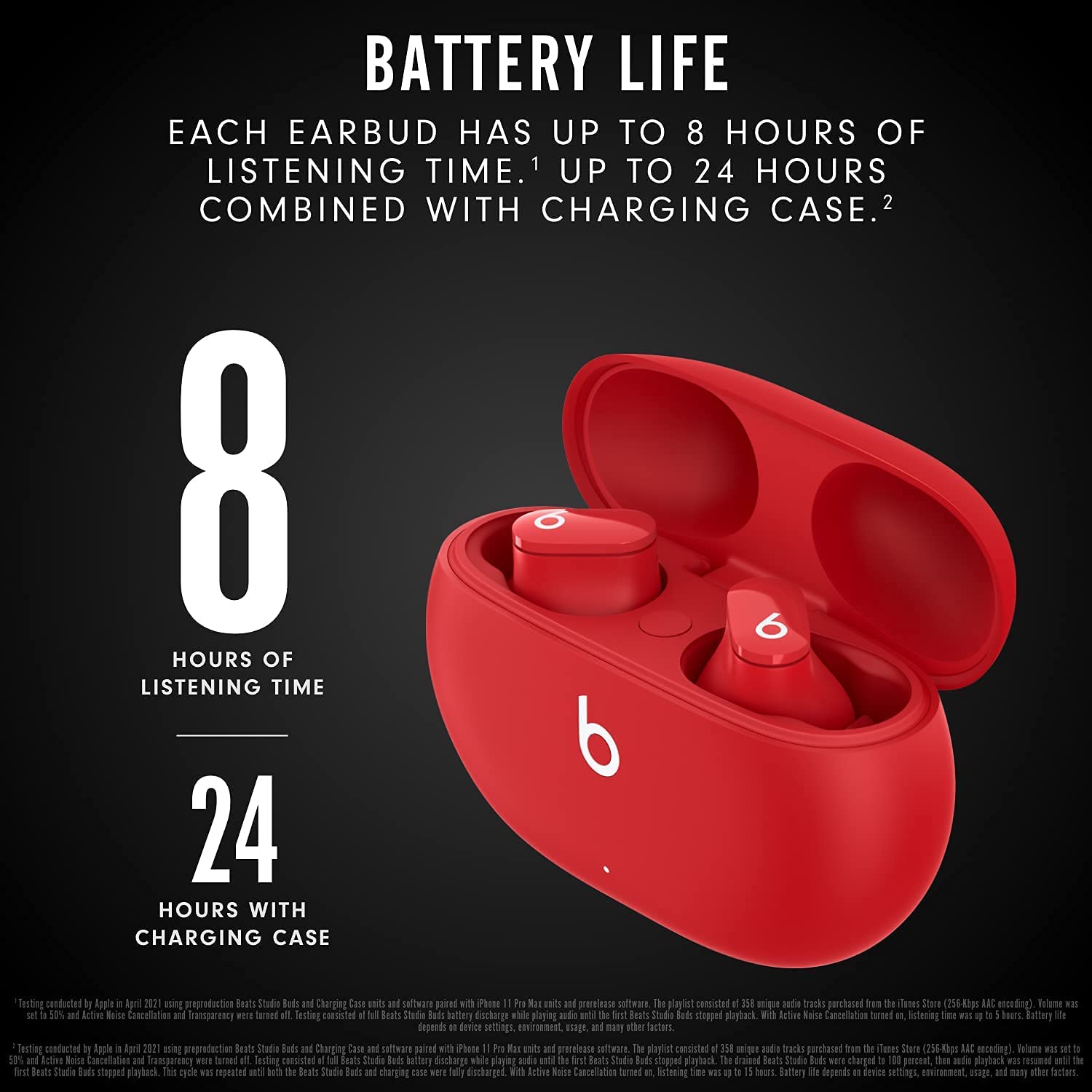 Beats Studio Buds Totally Wireless Noise Cancelling Earphones - Red (Renewed)