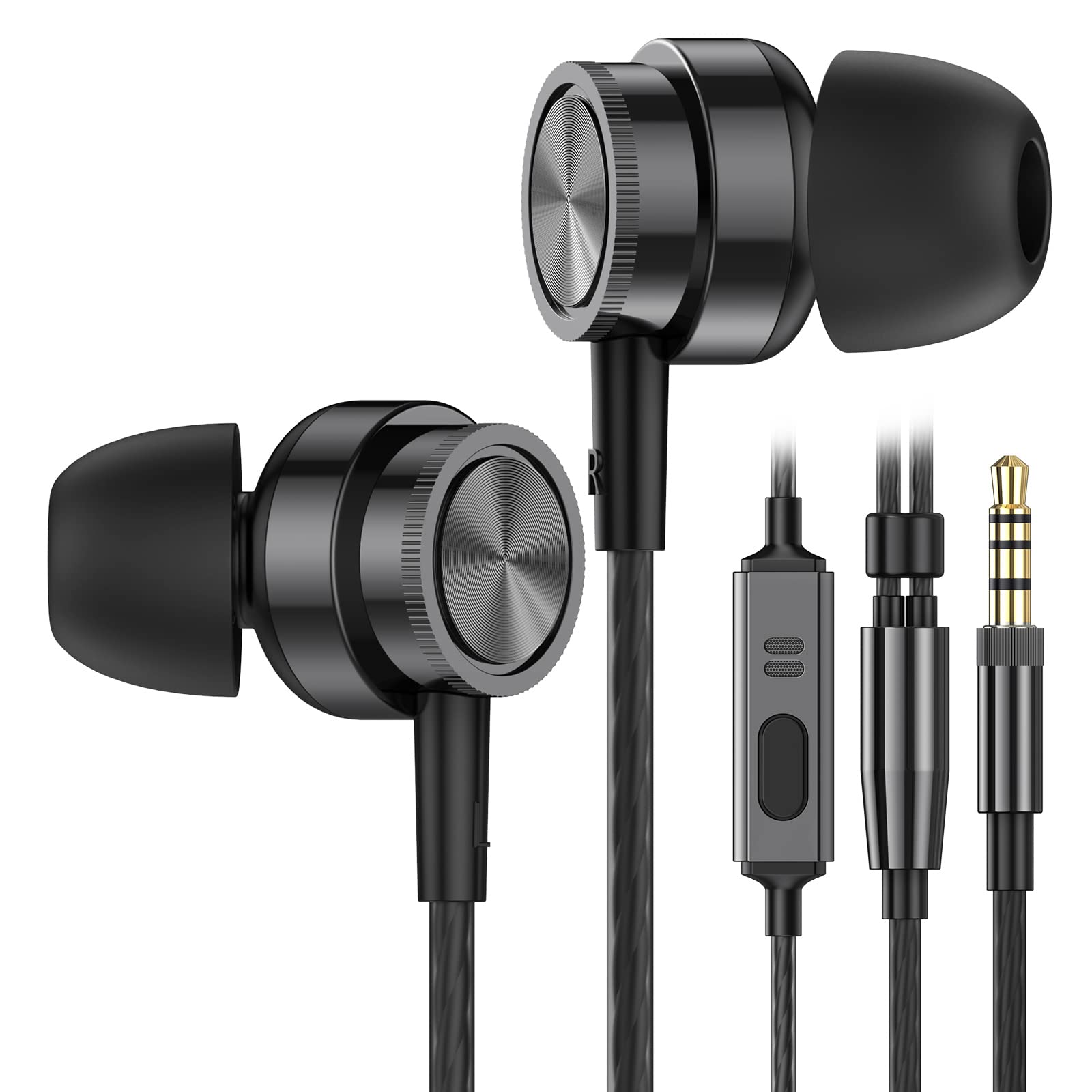 Wired Earbuds with Microphone, in Ear Headphones with Heavy Bass &Noise Isolation, High Sound Quality in-Ear Earphones Compatible with Samsung, Tablet, Laptop,MP3, Android Phones and All 3.5mm Jack