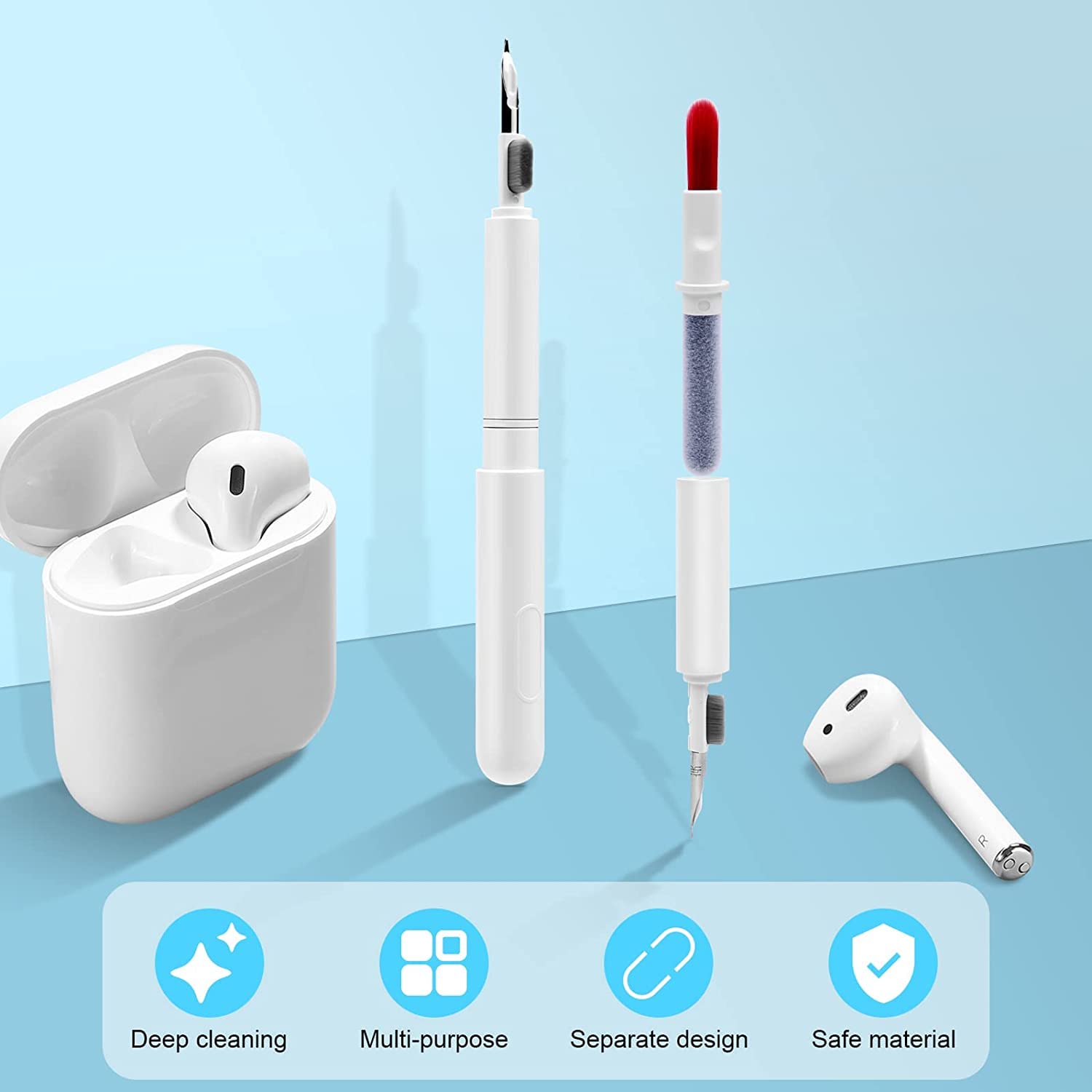 AOMIG Bluetooth Earbuds Cleaning Pen,4 in 1 Multifunction Cleaner Kit with Soft Brush for Wireless Earphones Bluetooth Headphones Charging Box Accessories, Computer, Keyboard, Camera