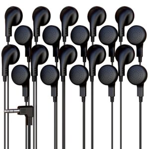 Redskypower 10 Pack Black Color Kid's Wired Earphone Headphones, Individually Bagged, Disposable Earphones Ideal for Students in Classroom Libraries Schools, Bulk Wholesale