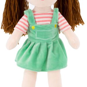 Plushible Soft Baby Doll - 18 Inch Rag Dolls for Girls, Infants & Babies - My First Plush for 1 Year Old - Brown Yarn Hair - Girl Toys - Allie