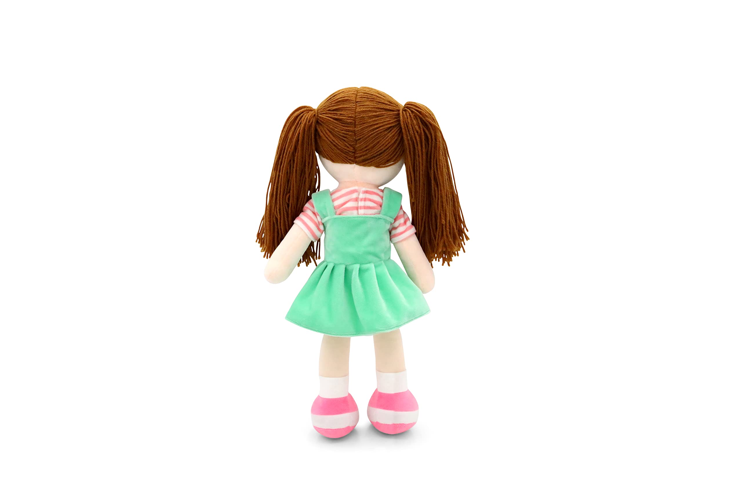 Plushible Soft Baby Doll - 18 Inch Rag Dolls for Girls, Infants & Babies - My First Plush for 1 Year Old - Brown Yarn Hair - Girl Toys - Allie