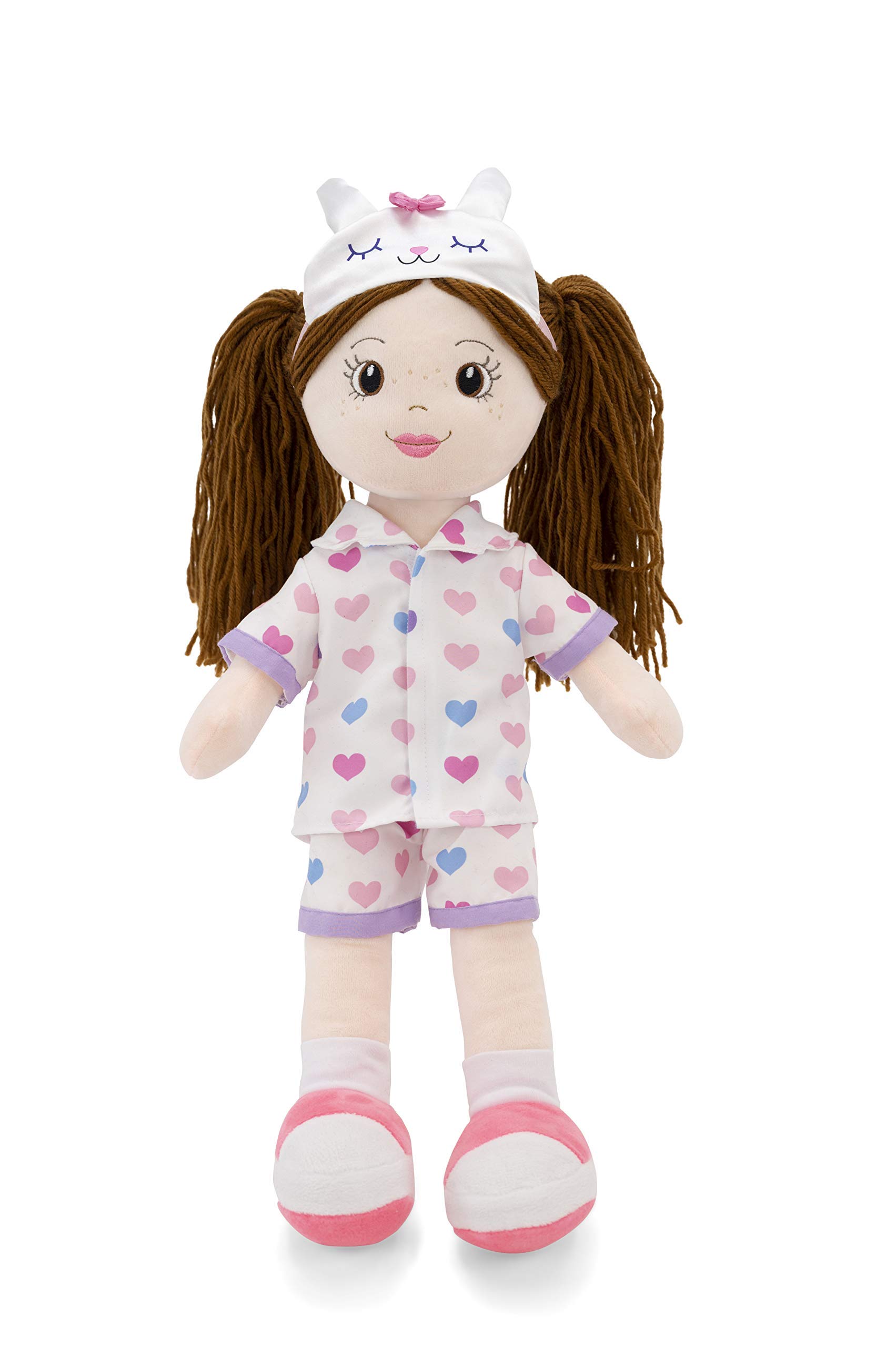 Plushible Soft Baby Doll - 18 Inch Rag Dolls for Girls, Infants & Babies - My First Plush for 1 Year Old - Brown Yarn Hair - Girl Toys - Allie