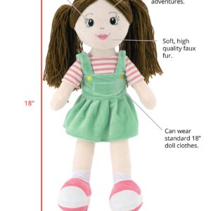 Plushible Soft Baby Doll - 18 Inch Rag Dolls for Girls, Infants & Babies - My First Plush for 1 Year Old - Brown Yarn Hair - Girl Toys - Allie