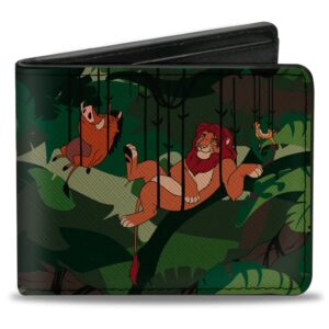 Disney Wallet, Bifold, The Lion King Simba Pumbaa Timon Hakuna Matata Jungle Poses, Vegan Leather