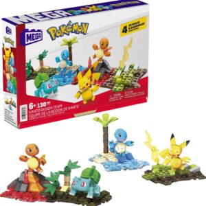 MEGA Pokémon Building Toys Set Kanto Region Team with 130 Pieces, 4 Poseable and Articulated Characters, 2 Inches Tall, for Kids