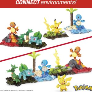 MEGA Pokémon Building Toys Set Kanto Region Team with 130 Pieces, 4 Poseable and Articulated Characters, 2 Inches Tall, for Kids