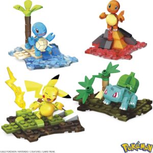 MEGA Pokémon Building Toys Set Kanto Region Team with 130 Pieces, 4 Poseable and Articulated Characters, 2 Inches Tall, for Kids