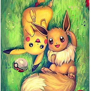 ACANDYL Pokemon DIY Painting for Kids Adults DIY Canvas Acrylic Arts Craft for Home Wall Decoration Paint by Number Pikachu 16x20 in