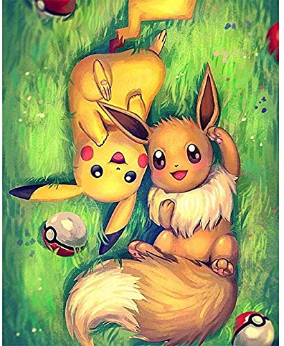 ACANDYL Pokemon DIY Painting for Kids Adults DIY Canvas Acrylic Arts Craft for Home Wall Decoration Paint by Number Pikachu 16x20 in