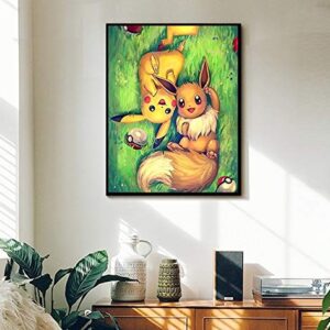 ACANDYL Pokemon DIY Painting for Kids Adults DIY Canvas Acrylic Arts Craft for Home Wall Decoration Paint by Number Pikachu 16x20 in