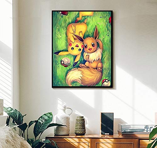 ACANDYL Pokemon DIY Painting for Kids Adults DIY Canvas Acrylic Arts Craft for Home Wall Decoration Paint by Number Pikachu 16x20 in