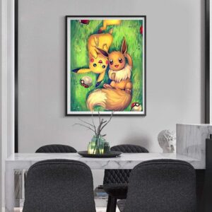 ACANDYL Pokemon DIY Painting for Kids Adults DIY Canvas Acrylic Arts Craft for Home Wall Decoration Paint by Number Pikachu 16x20 in