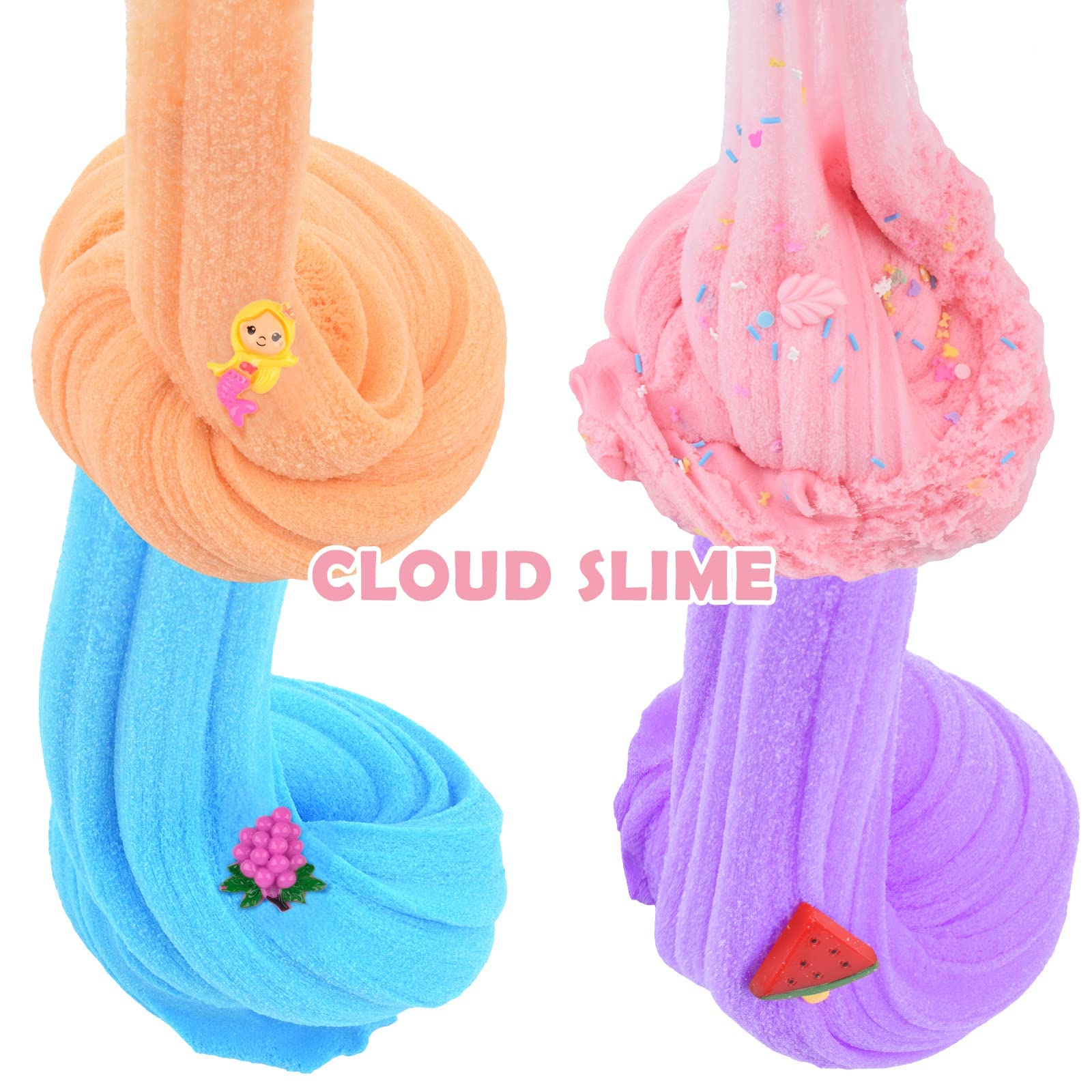 Scented Cloud Slime Kit 15 Pack, with Cute Slime Charms, Slime Party Favor Putty Toy for Girls and Boys, Super Soft and Non-Sticky