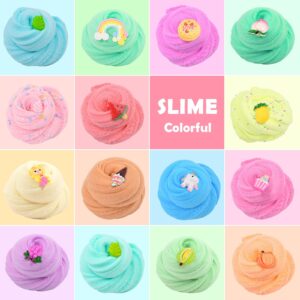 Scented Cloud Slime Kit 15 Pack, with Cute Slime Charms, Slime Party Favor Putty Toy for Girls and Boys, Super Soft and Non-Sticky