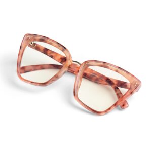 EVEE Fashion Cateye Computer Glasses For Women with Blue Light Blocking - (Vienna) (Pink Tortoise)